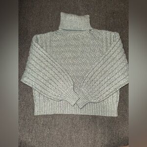 Truth By Republic Grey Crop Cable Knit Sweater
